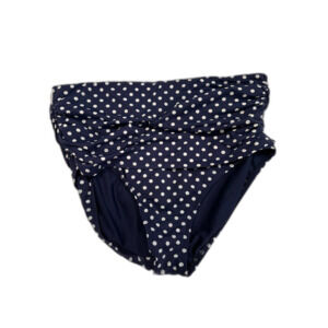 Lands' End Bikini Bottom Tankini Deep Sea Navy Polka Dot High Rise Size 14